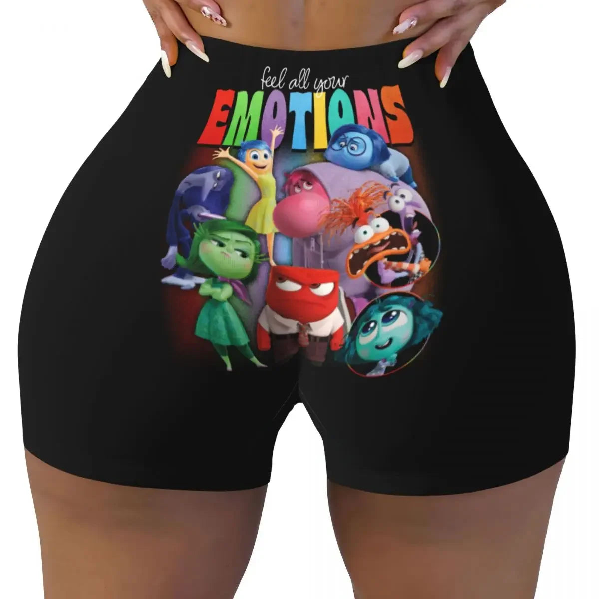 Custom Inside Out Anxiety This Is Fine Workout Volleyball Biker Shorts Women's Gym Yoga Shorts