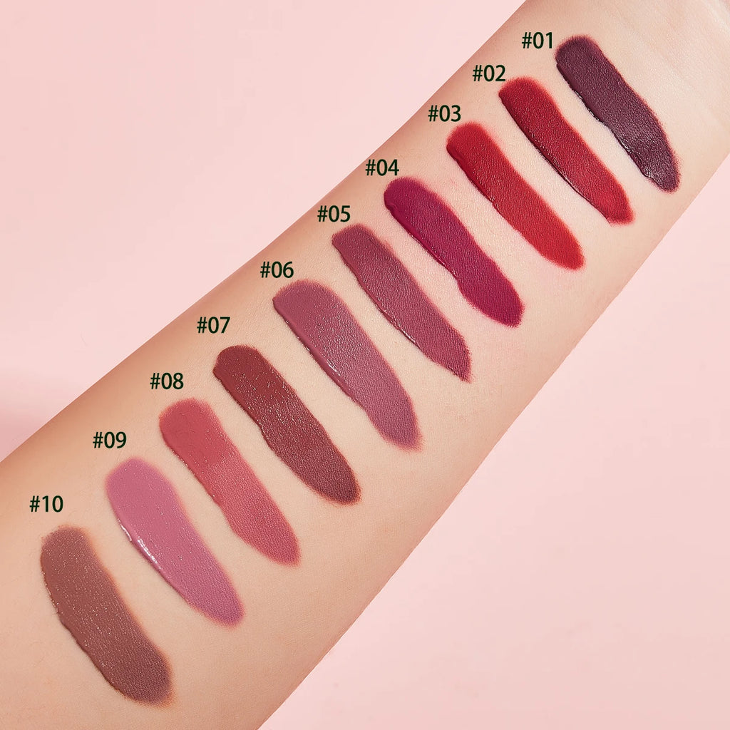 10 Pieces/Set Lip Gloss Velvet Lipstick: Waterproof and Long-Lasting Lip Gloss Women's Moisturizing Set Valentine's Day gift