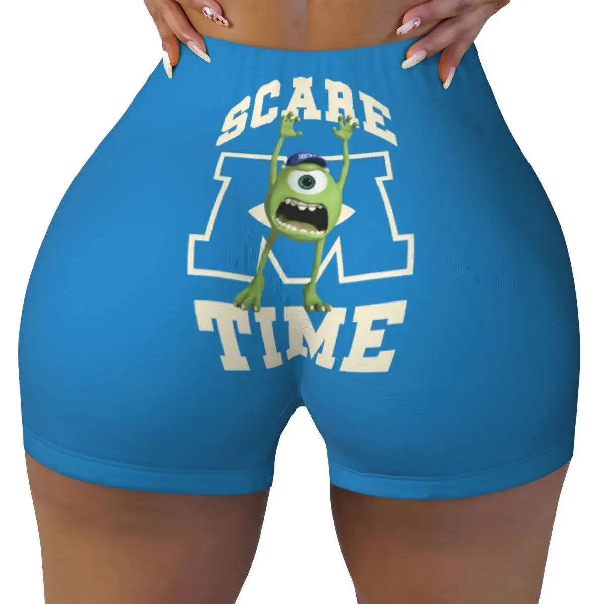 Custom Monsters University Mike M Logo Biker Running Gym Shorts for Women Athletic Workout Yoga Shorts