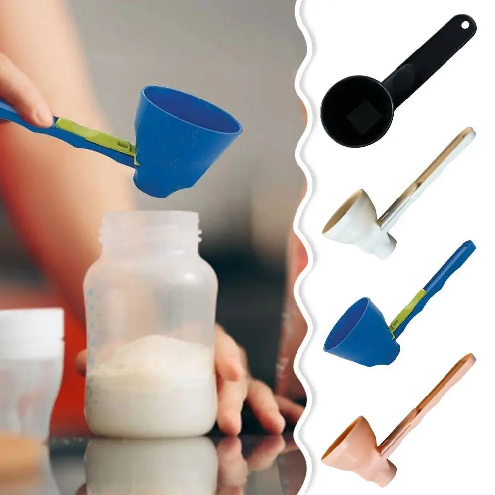 Creative Flling Coffee Scoop Funnel Plastic 2 in 1 Sliding Design Sliding Scoop Funnel Reusable Measuring Spoon Kitchen Gadgets