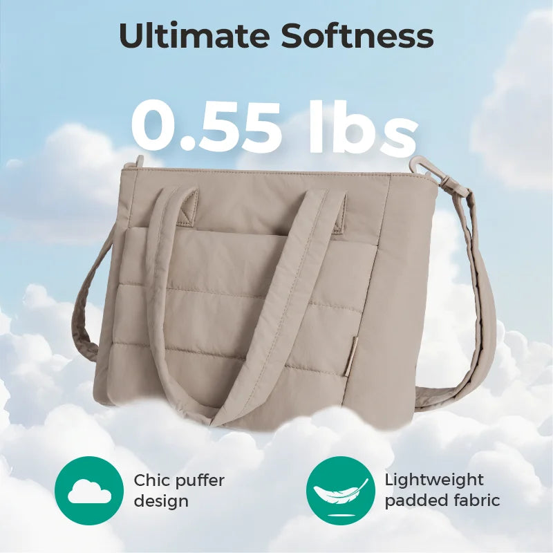 BAGSMART Women’s Tote Bag Padded Single Shoulder Bag Large Capacity Student College Crossbody Bag Casual Outdoor Handbag