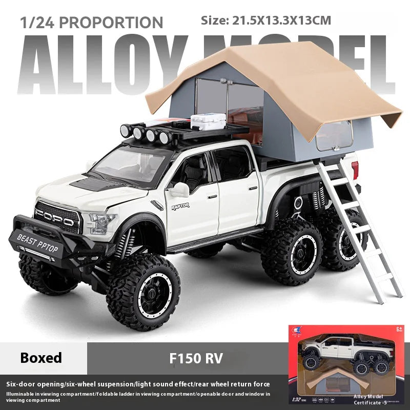 1:24 Pickup Trucks for Boys F150 Raptor Diecast Metal Model Car with Sound and Light for Kids Age 3 Year and up Blue