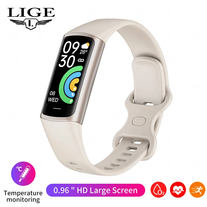 LIGE New Smart Wristband Sport Fitness Heart Rate Tracker Smartwatch AMOLED Screen Waterproof Smart Bracelet For Men Women 2026