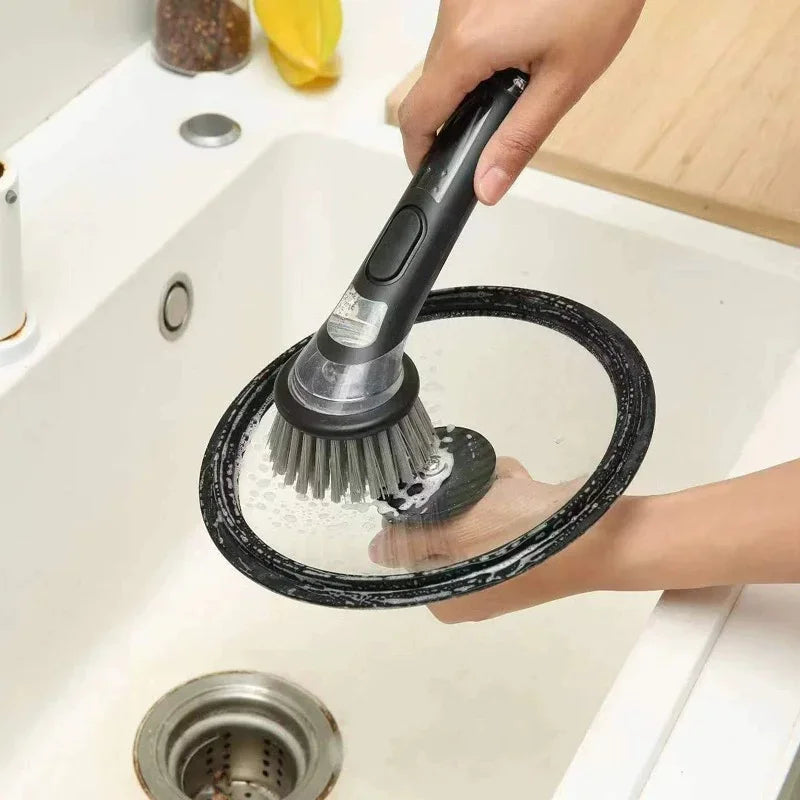 New Dish Brush with Soap Dispenser, Long Handle Dishwashing Brush with Replaceable Heads Kitchen Dish Scrub Brush, Soap Brush