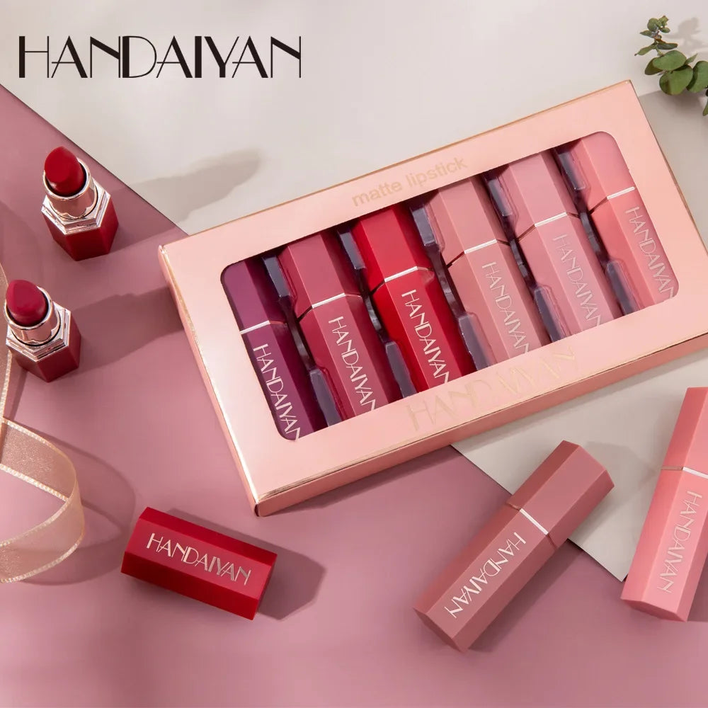 6PC/Set Matte Velvet Lip Gloss Waterproof Long-lasting Liquid Lipstick Cosmetic Beauty Keep 24 Hours Makeup