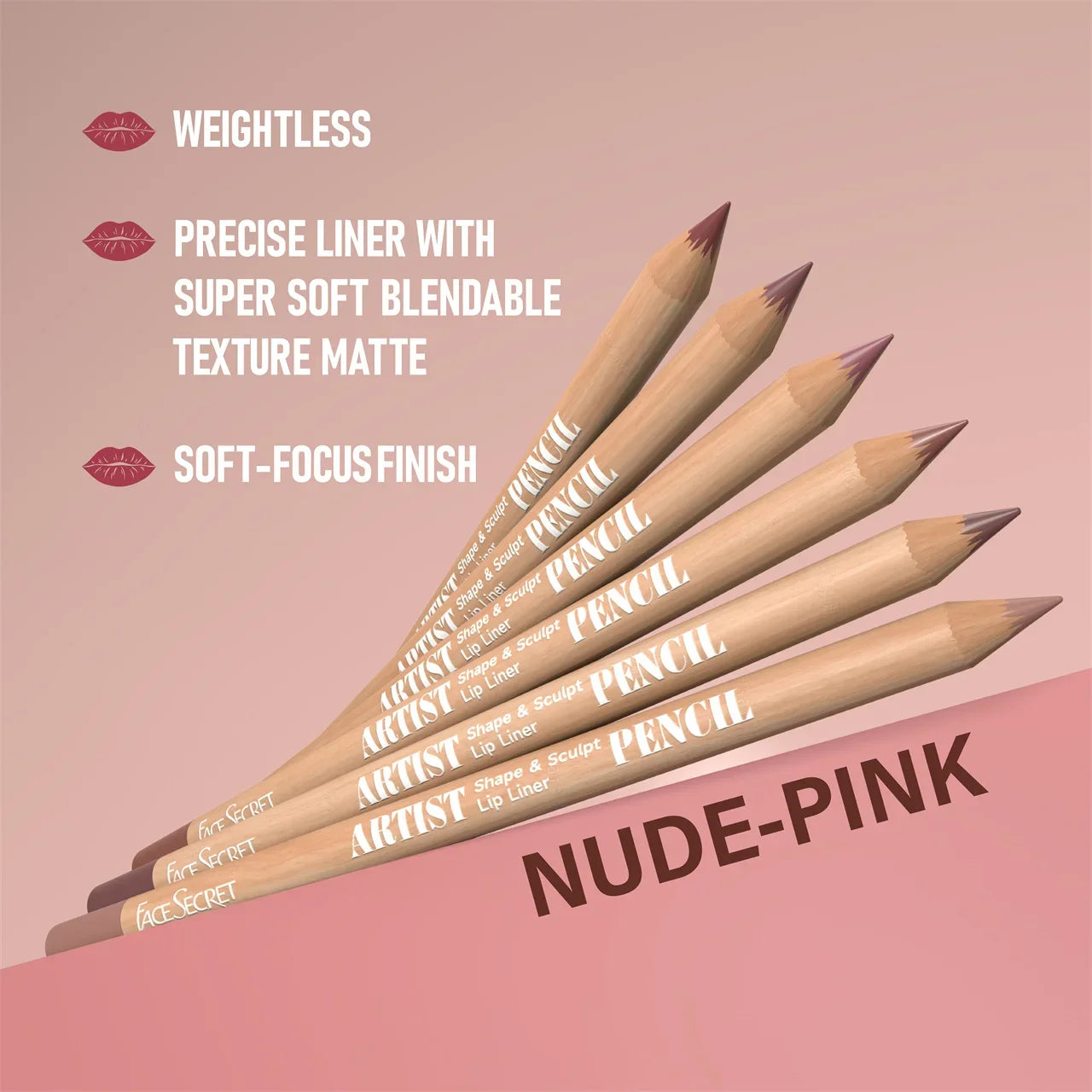 Face Secret 18 ColorLip Liner Pencil Weightless Precise With Super Soft Blendable Texture Matte Soft