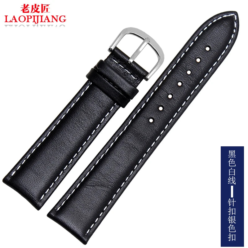 Smooth Genuine Calfskin Leather Watchband 18mm 19mm 20mm 21mm 22mm 23 Soft Straps Automatic Butterfly Buckle Business Watch Band
