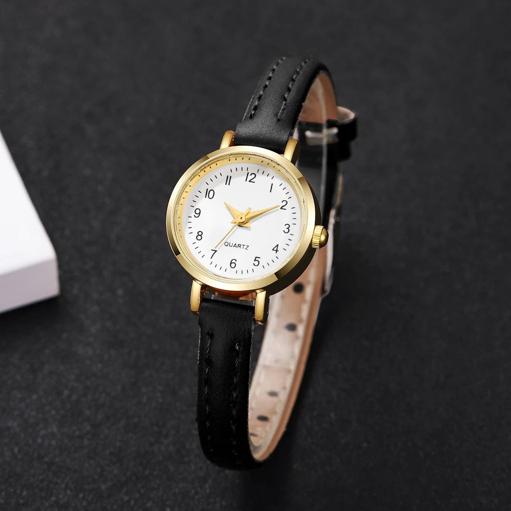 Fashion  Small Dial Women's Quartz Watch Ladies Leather Strap Wrist Watches Reloj Mujer（Without Box）