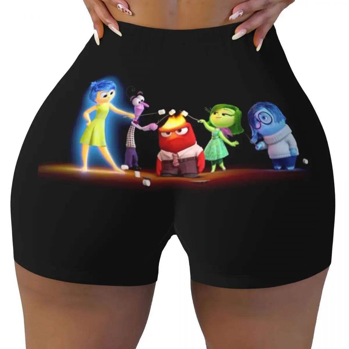 Custom Inside Out Anxiety This Is Fine Workout Volleyball Biker Shorts Women's Gym Yoga Shorts