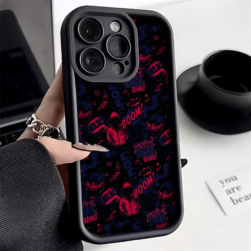 Black Lips Kiss Print Soft Matte Phone Case For iPhone 13 Case iPhone 15 16 14 13 11 12 17 Pro Max 16e XR 7 8 Plus SE Back Cover