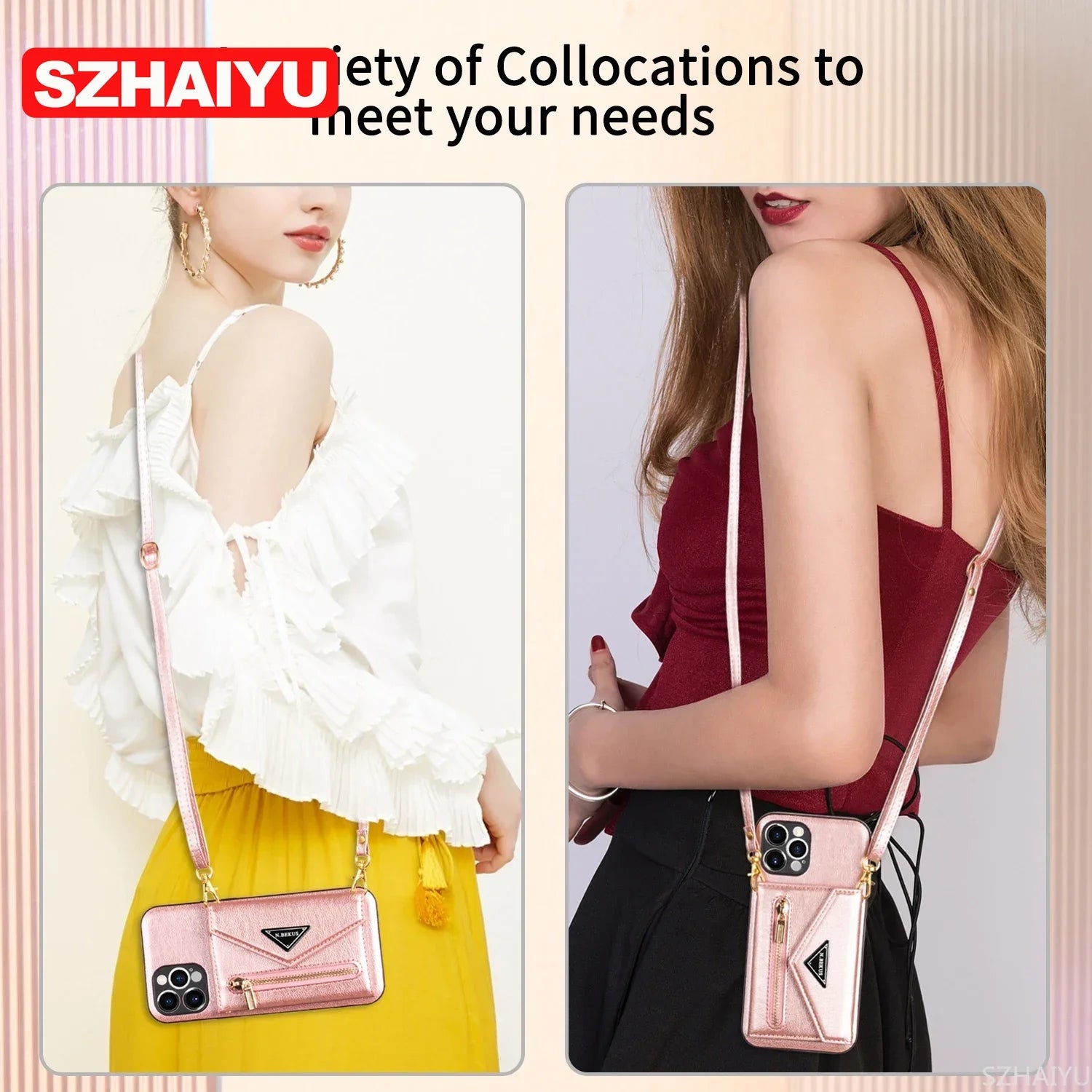 Zipper Wallet for IPhone 15 14 13 16 17 Air Pro Max 12 Mini 11 Plus Case with Card Holder Lanyard Strap Crossbody Leather Cover