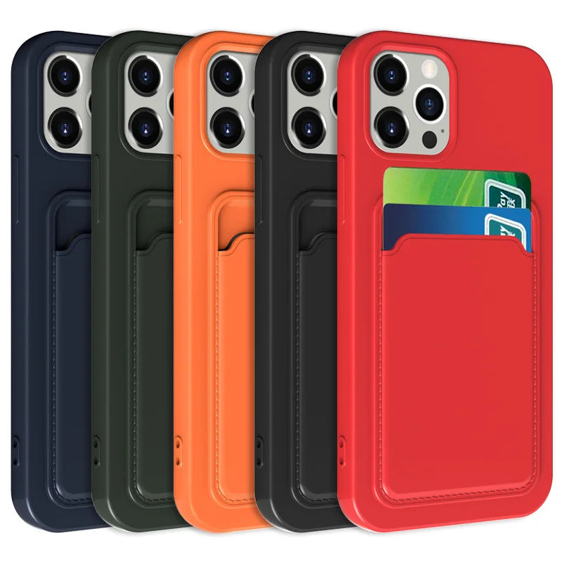 Phone Case For IPhone 16 Pro Max Case IPhone 12 Mini TPU Frosted Soft Protective Cover iPhone 14 Card Pocket 15 Plus