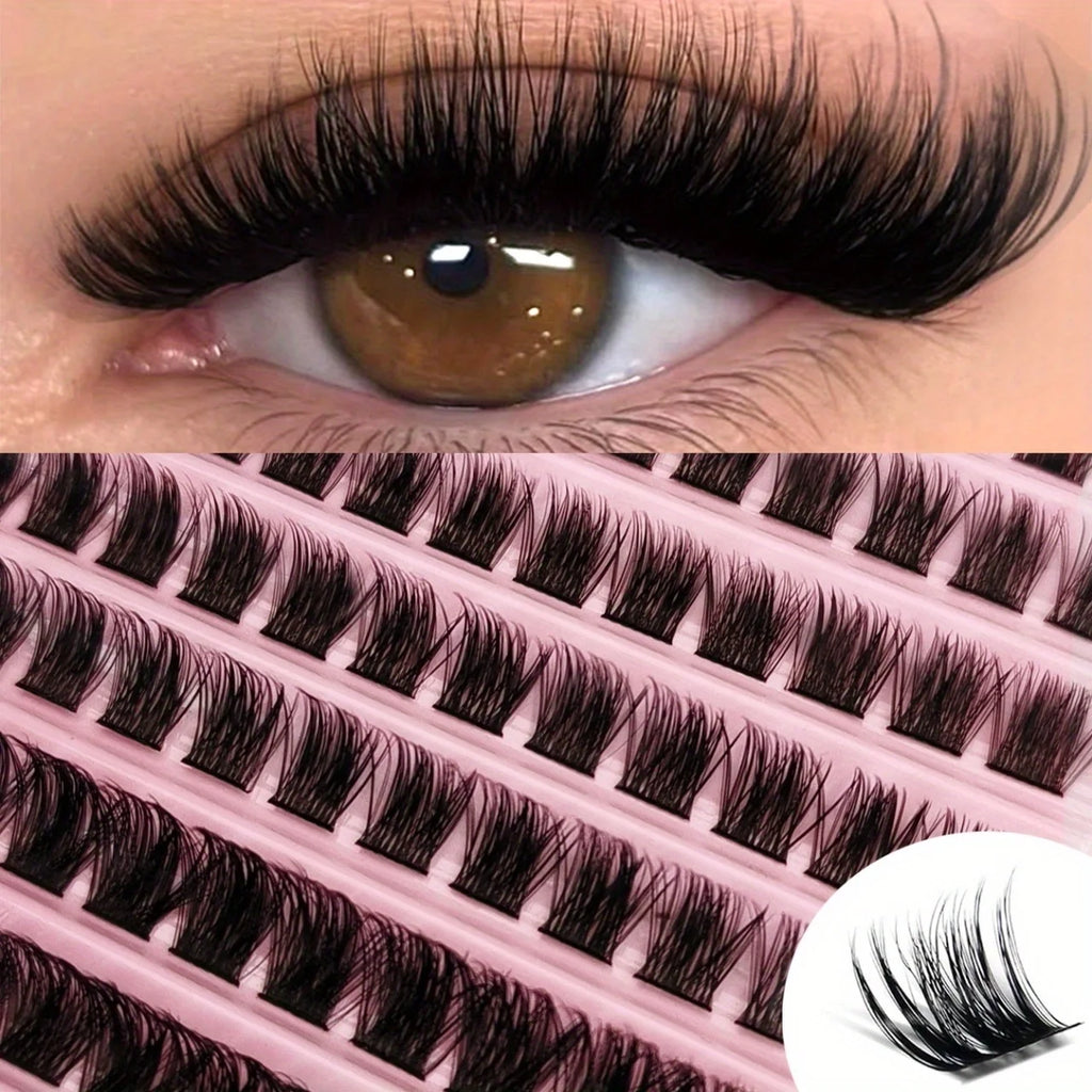 Natural Look D Curl Lash Clusters 120/160/200 PCS (9-16mm) DIY Eyelash Extensions Kit Mixed 40D T50 80D & 80D Cat Eye