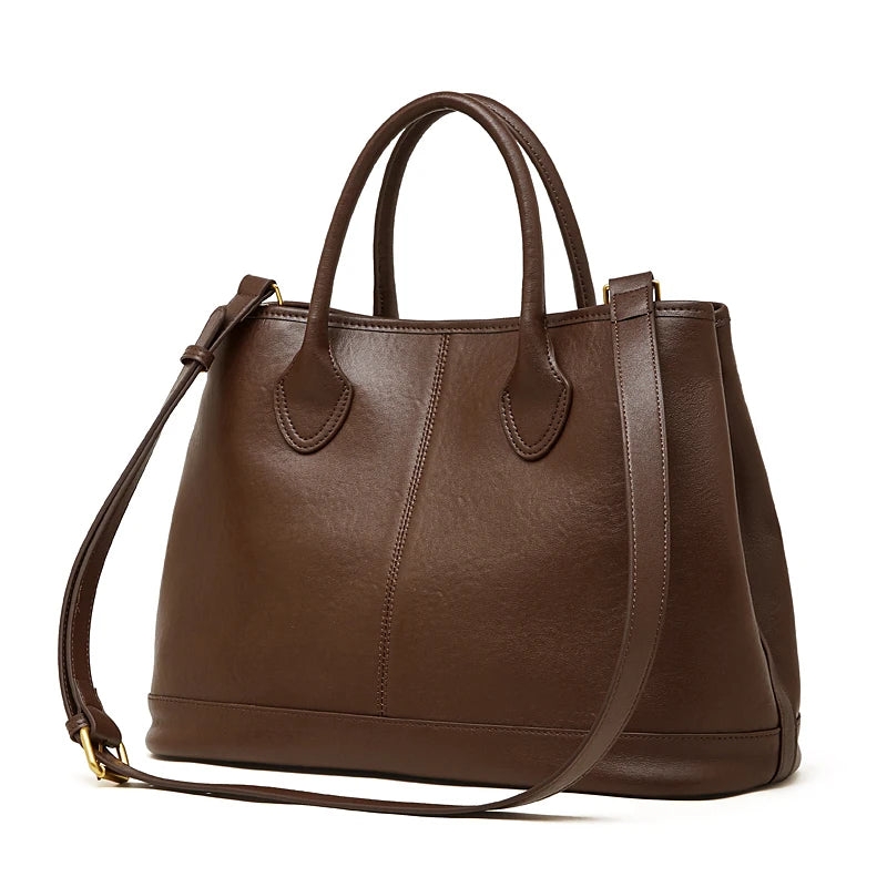 Hifashion Vintage Genuine Leather Handbags For Women 2026 Luxury Designer Shopping Totes Office Ladies Shoulder Crossbody Bags