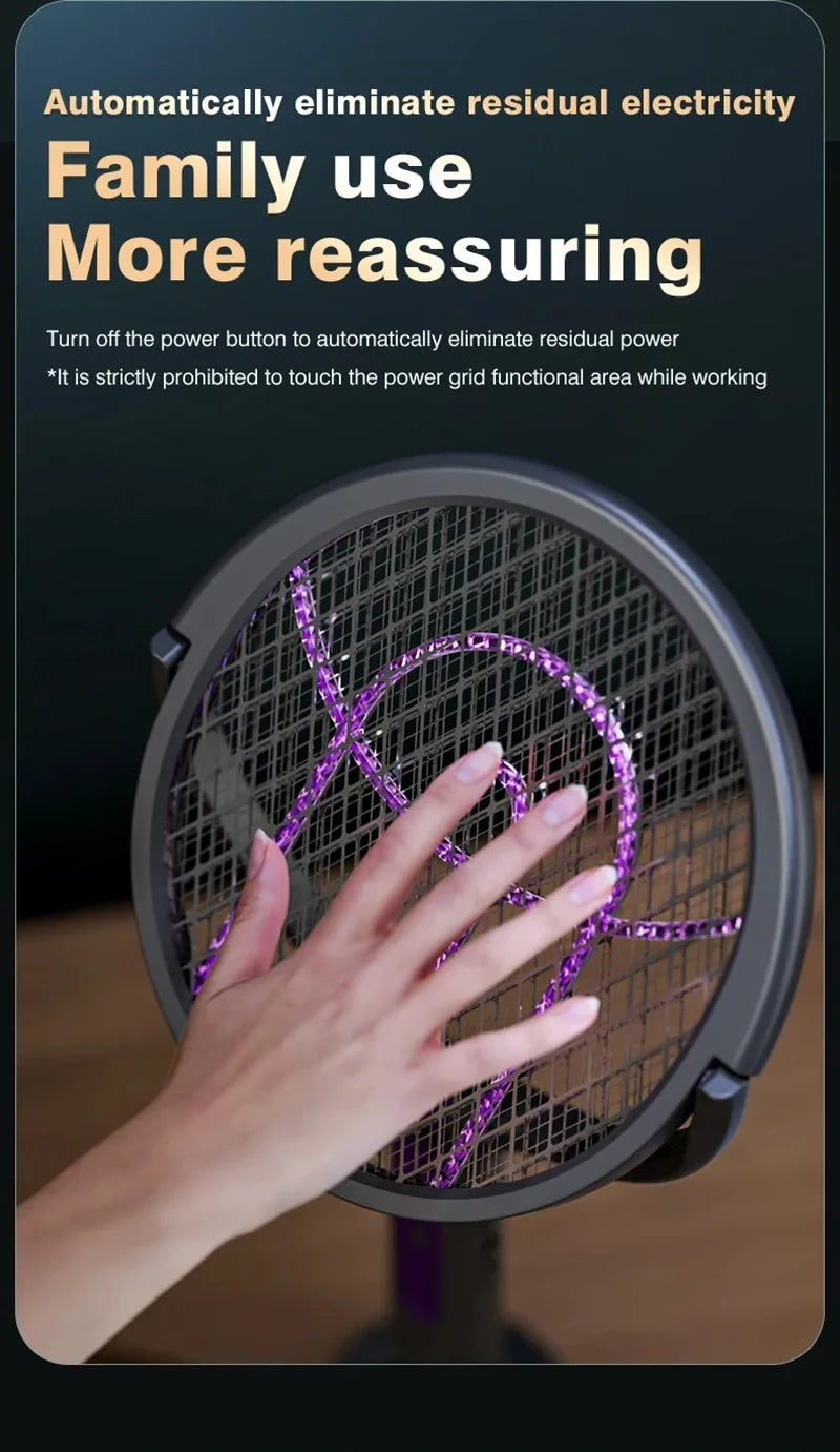 Multi functional 2-in-1 mosquito killer lamp angle retractable mosquito swatter USB rechargeable mosquito swatter bat swatter