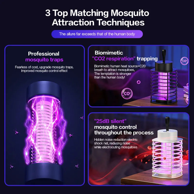 Electric Shock LED Mosquito Killer Lamp Indoor USB Rechargeable Portable Electric Fly Trap Mute Anti Mosquito Lamp