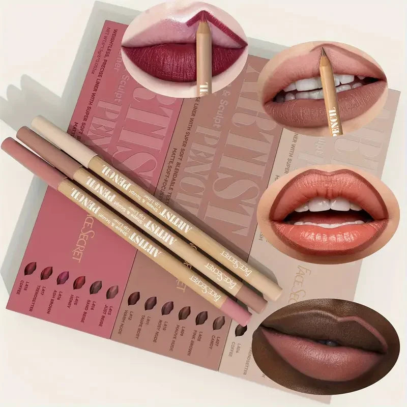 Face Secret 18 ColorLip Liner Pencil Weightless Precise With Super Soft Blendable Texture Matte Soft