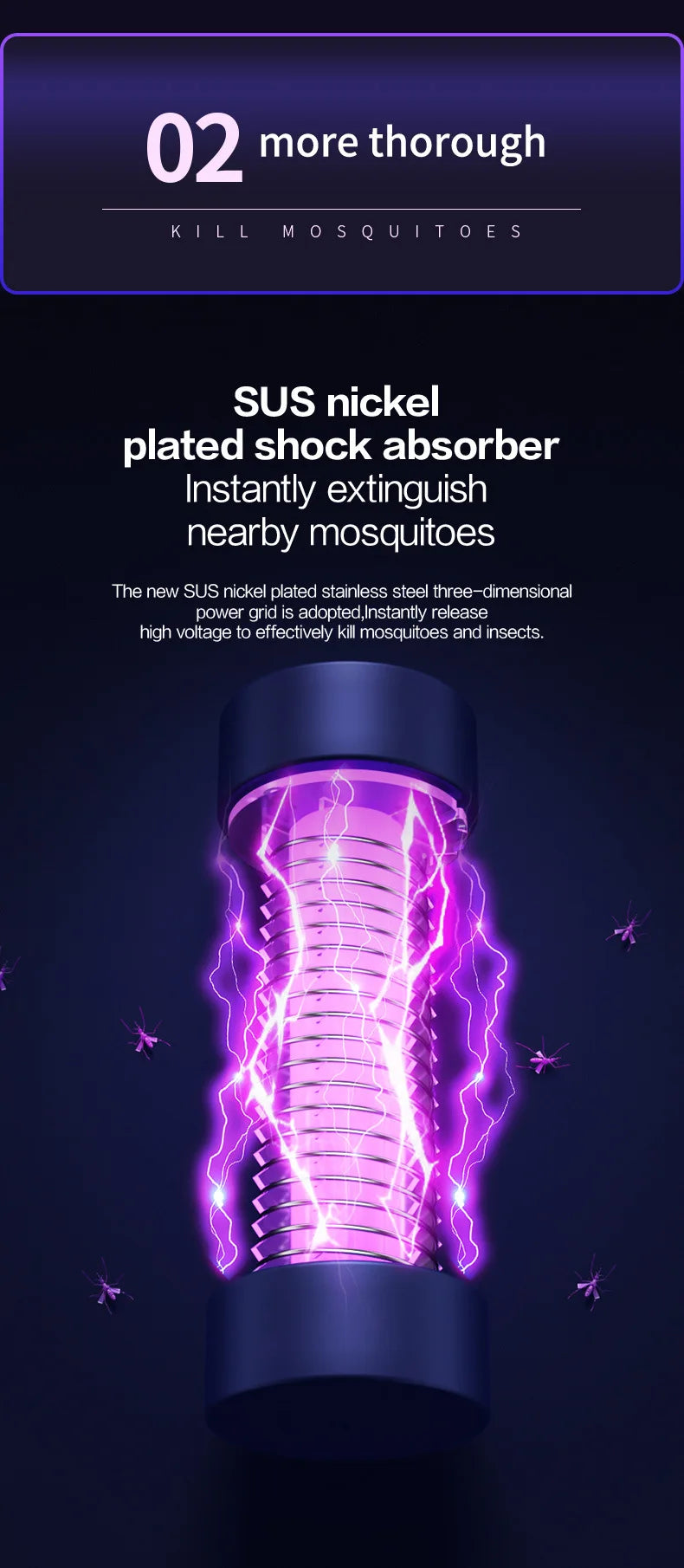 Electric Shock LED Mosquito Killer Lamp Indoor USB Rechargeable Portable Electric Fly Trap Mute Anti Mosquito Lamp