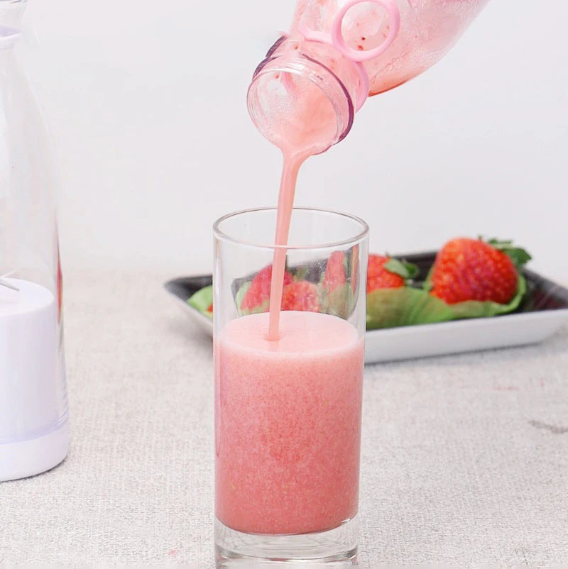 420ml Wine Bottle Electric Juicer Mini Portable Blender Fruit Mixers 6 Blades Charging Juicer Cup Small Household Juicer Blender