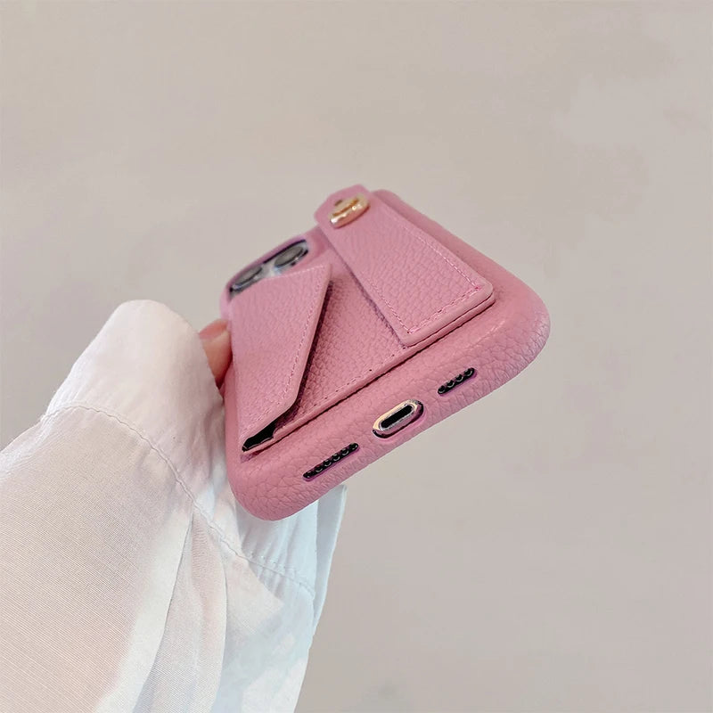 Wrist Strap Wallet Leather Case For iPhone 11 12 13 14 15 Pro Max Luxury Card Holder Protective Cover