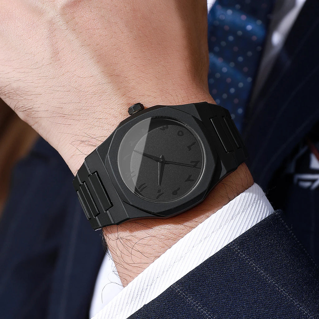 2PCS Fashion Men Quartz Watches Set Casual Plastic Band Man Sports Wristwatch Reloj Hombre（Without Box）