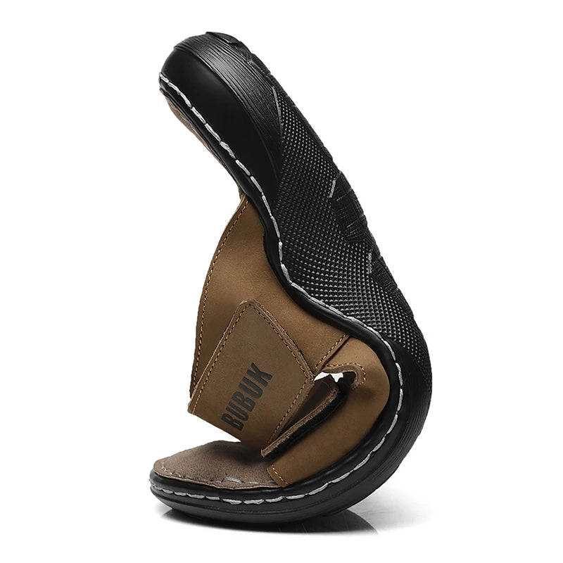 First-Layer Cowhide New Men's Casual Slippers Non-Slip Summer Beach Sandals Suitable for Outdoor Leisure Sports Beach