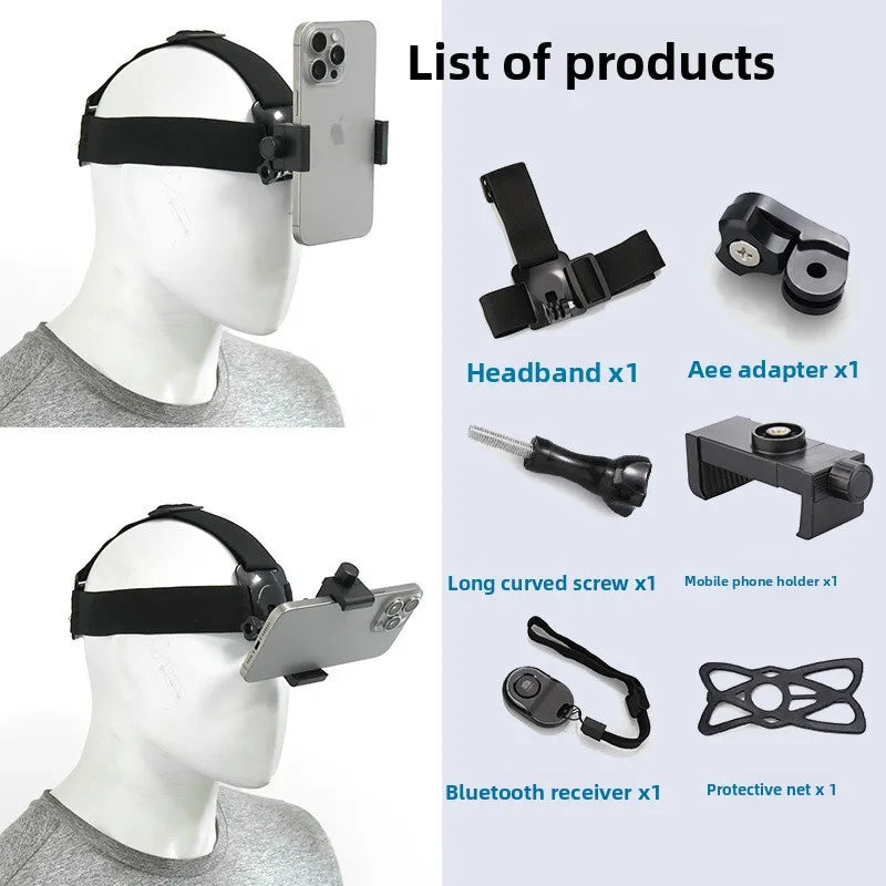 Comfortable Phone Head Strap Mount Adjustable Headband for Action Video Travel Vlog and Outdoor Adventure Recording