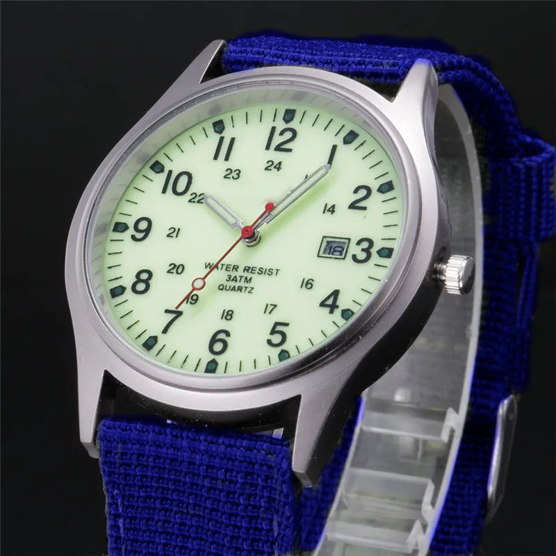 Boys Brand Cheap Watches Men Fashion Casual Nylon Band Sports Army Gifts Date Quartz Wrist Watch Fluorescent Relogio Masculino