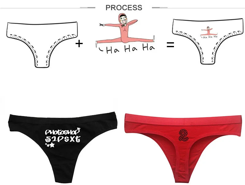 Women Sexy Custom Printing G string Underwear Cotton Panties for Lady Thongs Lingerie Underpant