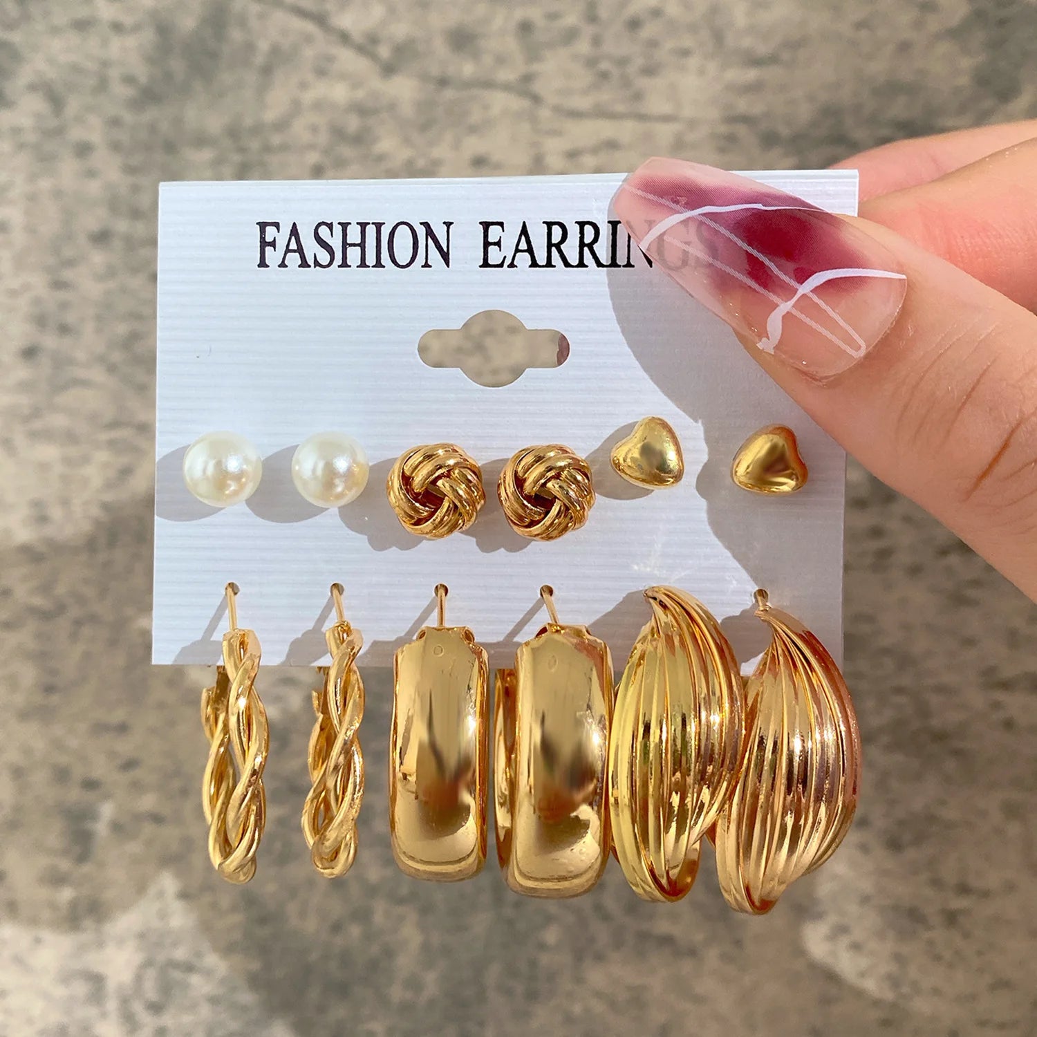Gold Color Vintage Hoop Earrings Set for Women Boho Metal Circle Geometric Twist Pearl Dangle Earrings Trendy Jewelry Gifts 2023