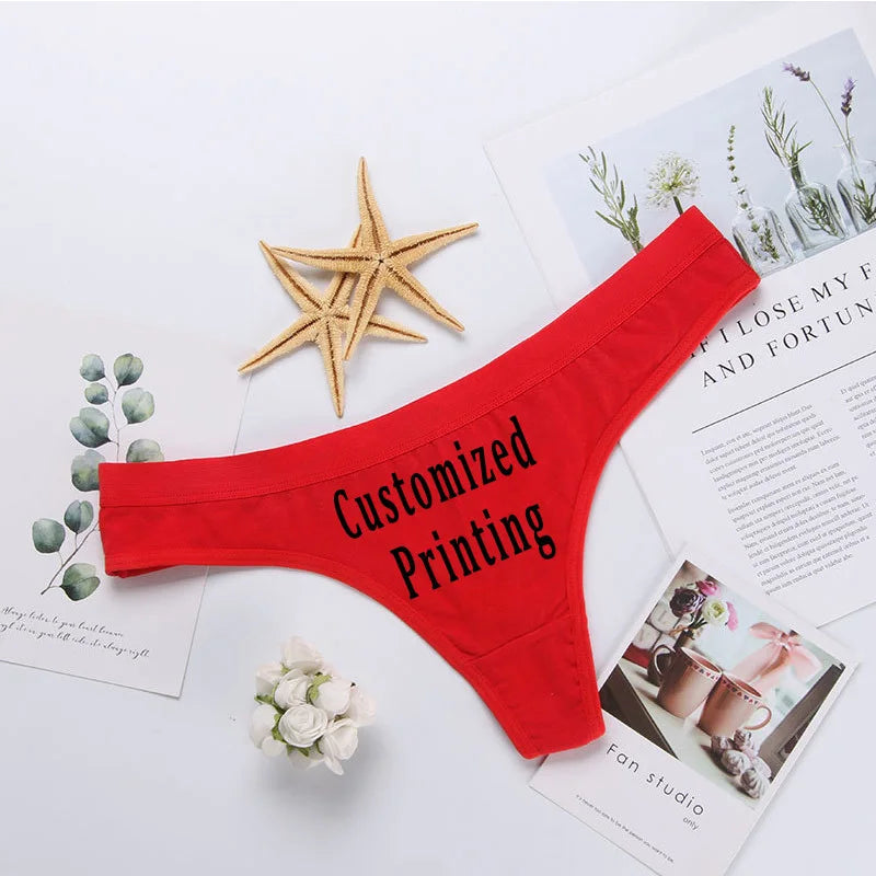 Women Sexy Custom Printing G string Underwear Cotton Panties for Lady Thongs Lingerie Underpant