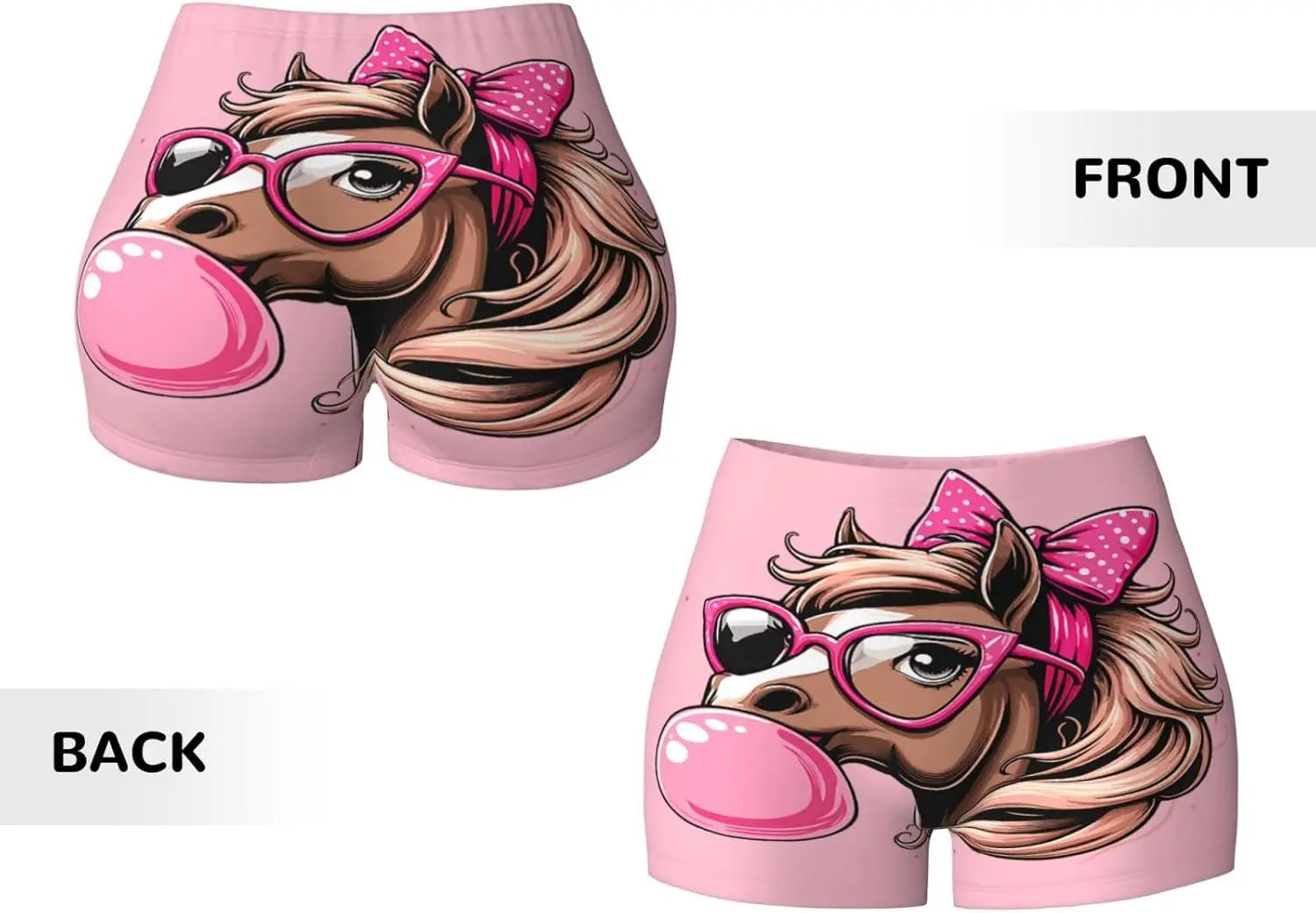 Pink Horse Workout Shorts for Women High Waist Yoga Shorts for Casual Biker Gym Just A Girl Who Loves Horse Underwear
