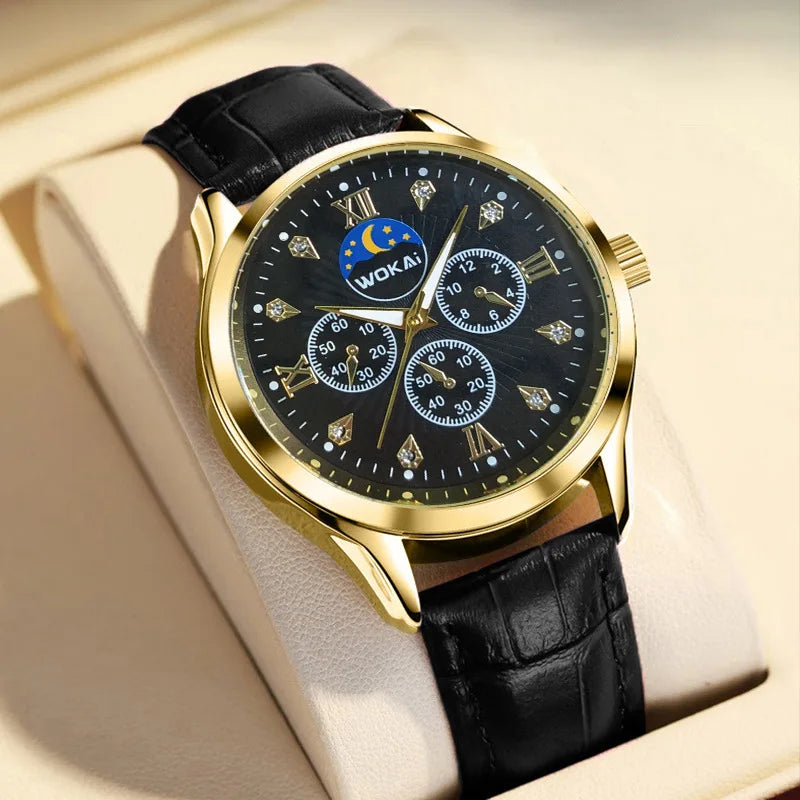 2024 Foreign Trade New Sentiment Watch Classic Retro Men and Women Belt Quartz Watch Wholesale Relogios Masculino Montre Homme