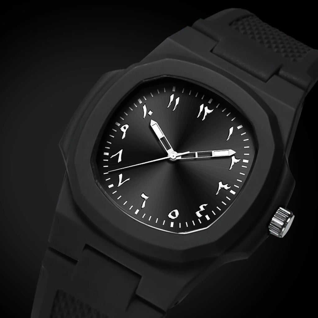 Men's Arabic Numeral Quartz Watch 30-Meter Water Resistance Casual Sports Silicone Wristband Watch Clock Nautilus Design Watch