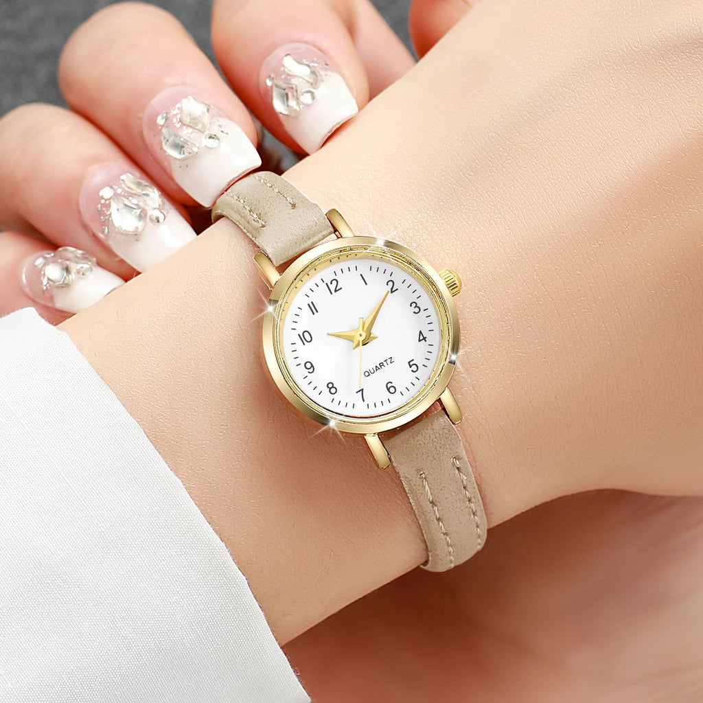Fashion  Small Dial Women's Quartz Watch Ladies Leather Strap Wrist Watches Reloj Mujer（Without Box）