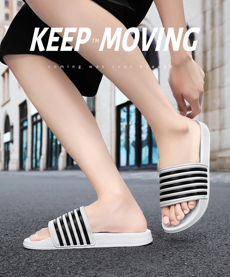 Men's Slides Sandals EVA Foam Comfortable Non-Slip Women's Massage Slippers for Beach Pool House Indoor Outdoor Shower