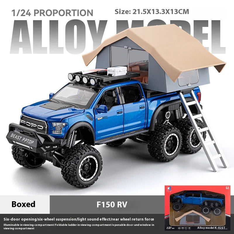 1:24 Pickup Trucks for Boys F150 Raptor Diecast Metal Model Car with Sound and Light for Kids Age 3 Year and up Blue