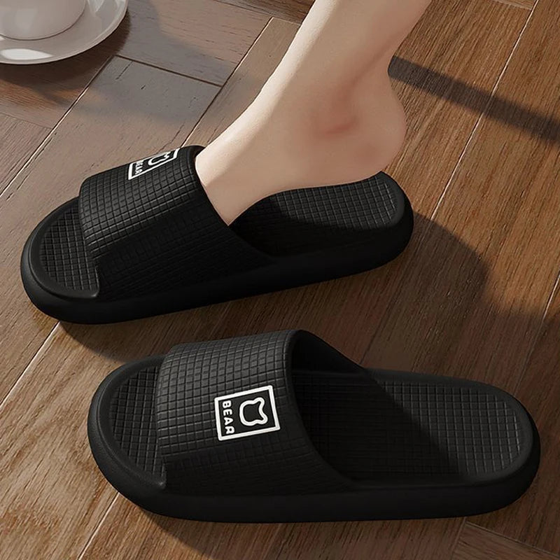 Fashion Summer Couple Non-slip Flat Slides Soft Cosy Seabeach Sandals Men's Slippers Women Casual Home Indoor Flip Flops