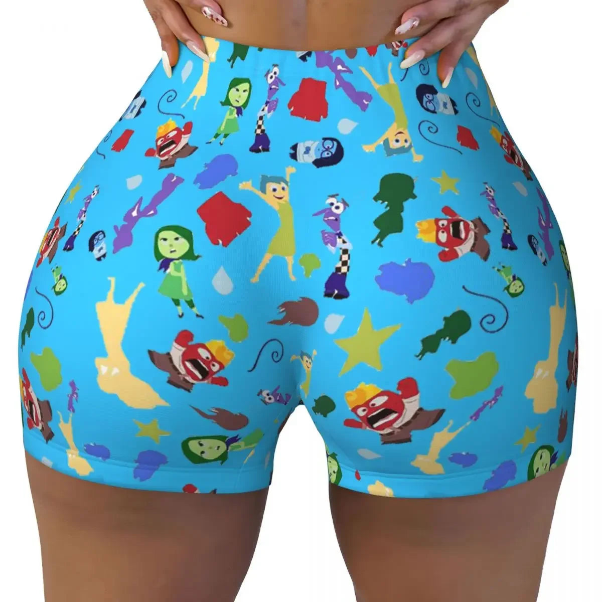 Custom Inside Out Anxiety This Is Fine Workout Volleyball Biker Shorts Women's Gym Yoga Shorts