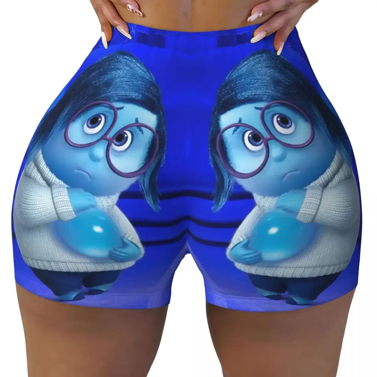 Custom Inside Out Anxiety This Is Fine Workout Volleyball Biker Shorts Women's Gym Yoga Shorts
