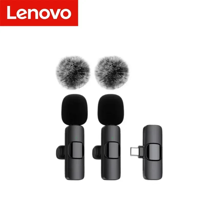 Lenovo New Wireless Lavalier Microphone Portable Audio Video Recording Mini Mic For Android IPhone Live Broadcast Gaming Phone