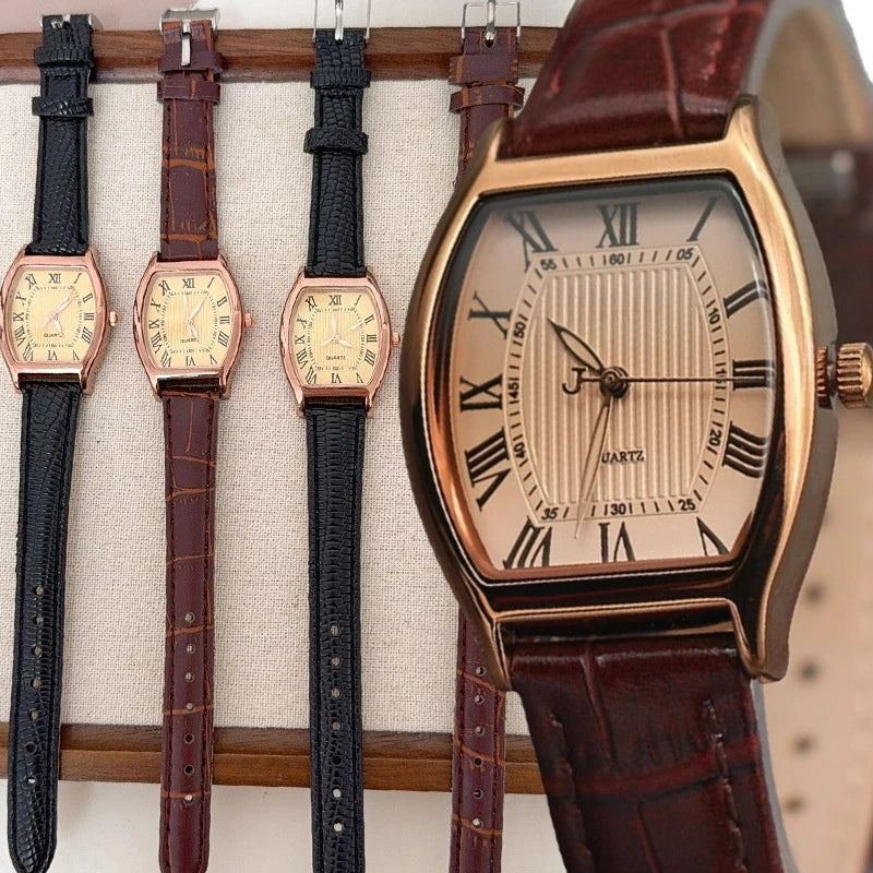 Fashion Business Watch for Women Small Ladies Wristwatches Brown Retro Vintage Leather Bracelet Watch Black Quartz Wristwatches