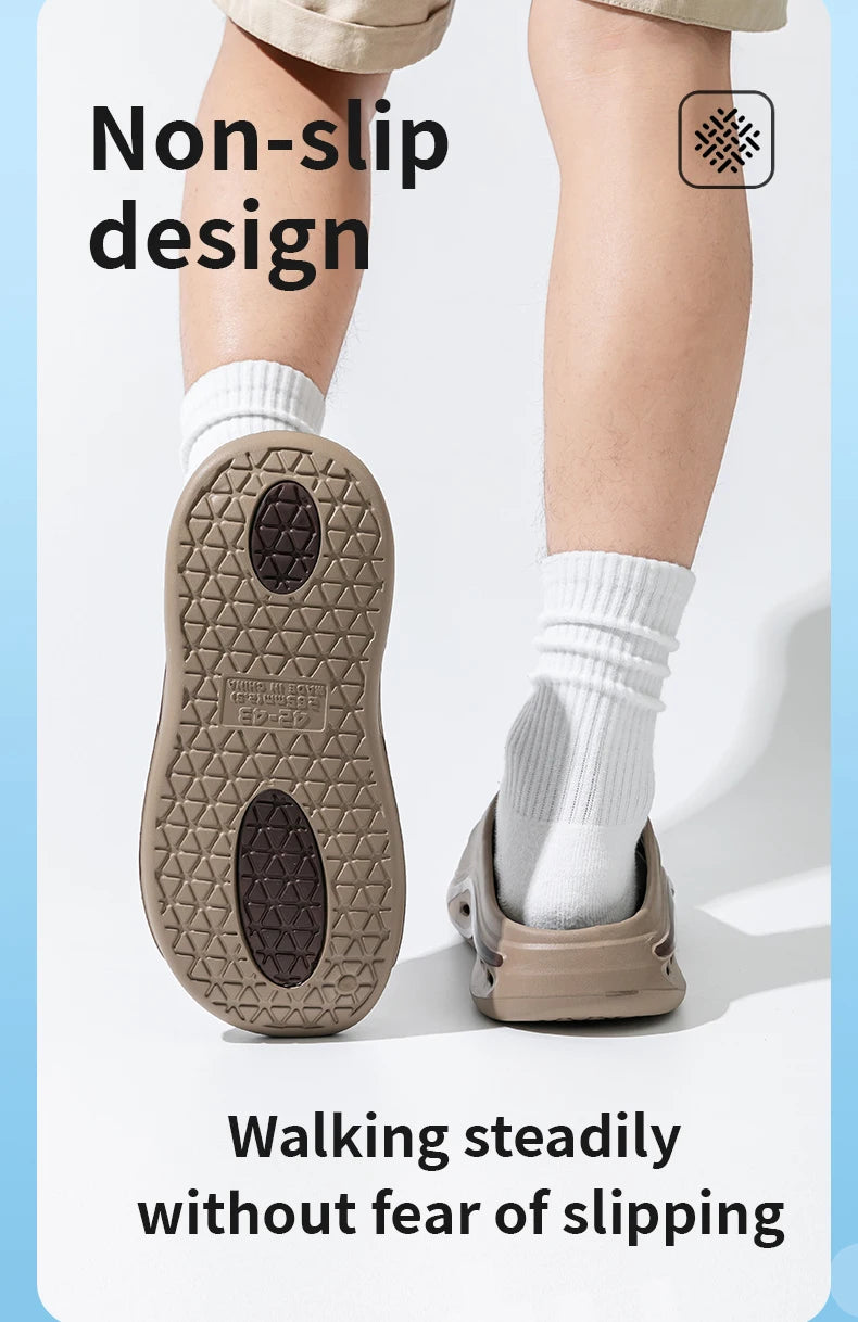 Men's Outdoor Slides Summer Thick Sole Sandals, Non-Slip Durable Beach Flip Flops, Open Toe Fashion Casual Sports Slippers