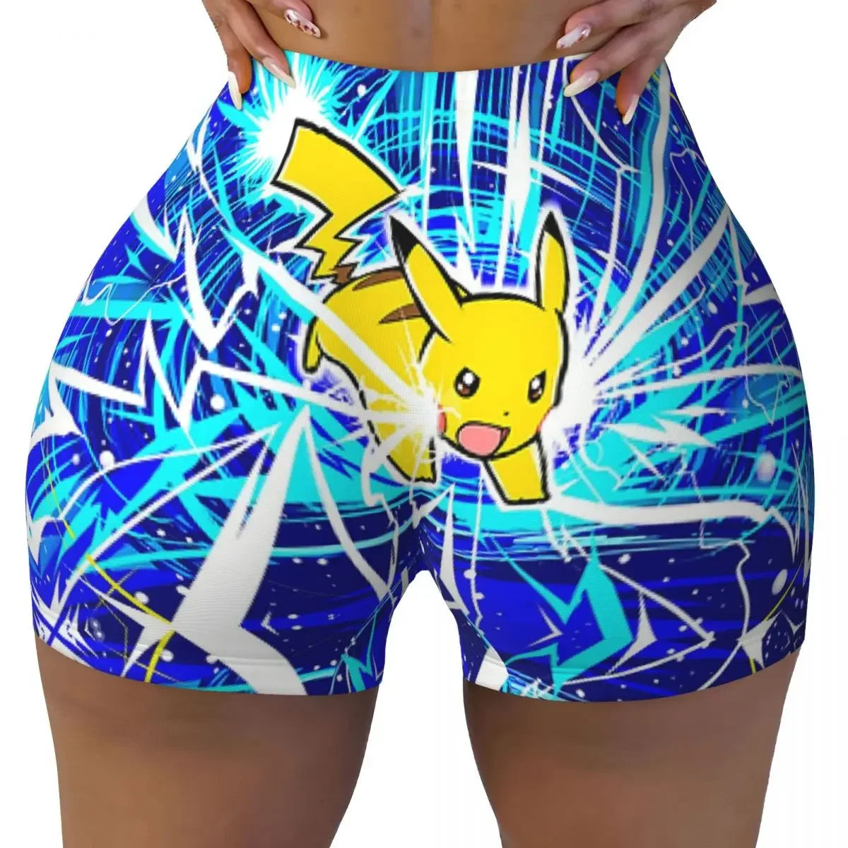 Custom Kawaii Pikachus Anime Volleyball Biker Gym Shorts for Women Athletic Workout Yoga Shorts