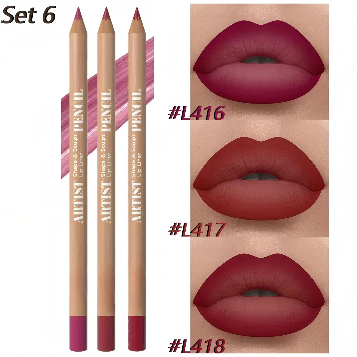 3Pcs Long-Lasting Velvet Lip Liner Matte Lipstick Waterproof  Perfect Gift for Valentine's Day, Lip Liner Set