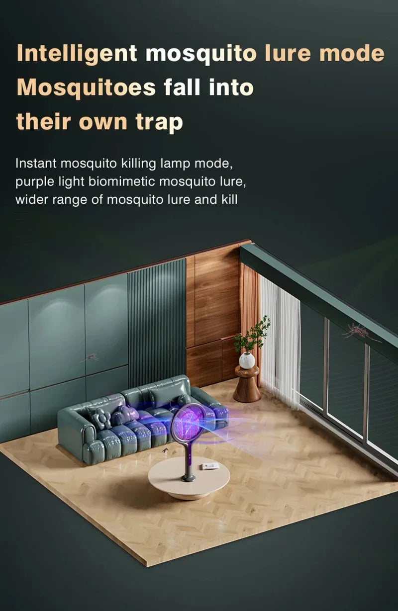 Multi functional 2-in-1 mosquito killer lamp angle retractable mosquito swatter USB rechargeable mosquito swatter bat swatter
