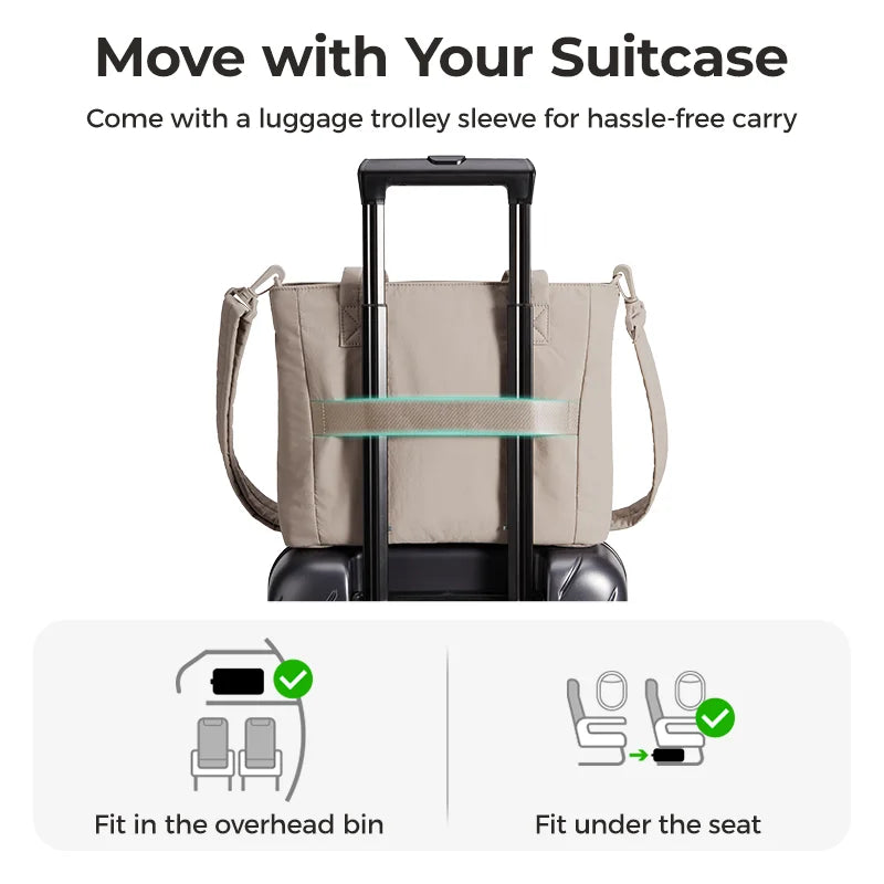 BAGSMART Women’s Tote Bag Padded Single Shoulder Bag Large Capacity Student College Crossbody Bag Casual Outdoor Handbag