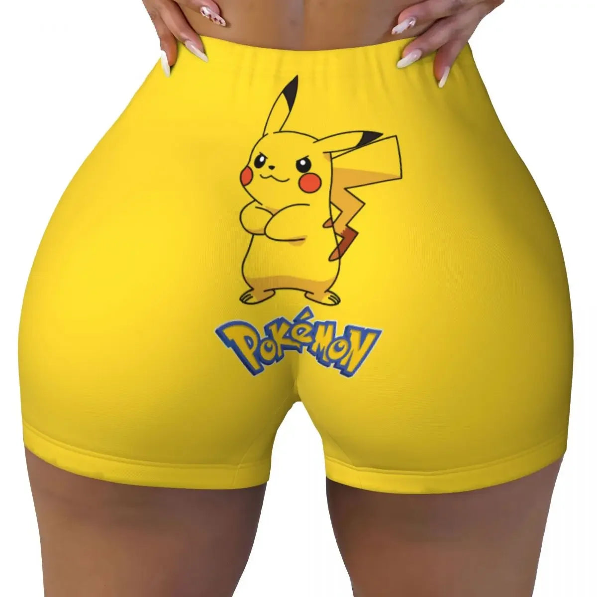 Custom Kawaii Pikachus Anime Volleyball Biker Gym Shorts for Women Athletic Workout Yoga Shorts
