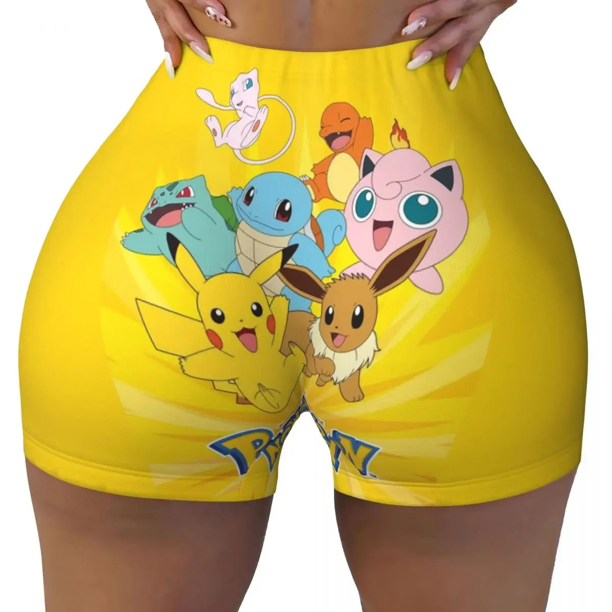 Custom Kawaii Pikachus Anime Volleyball Biker Gym Shorts for Women Athletic Workout Yoga Shorts