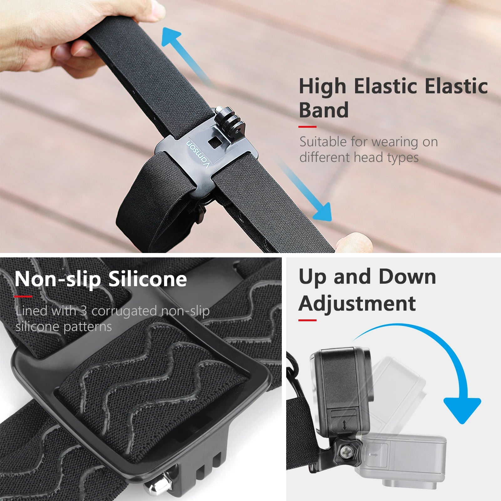 Vamson Head Strap for Gopro Hero 10 9 8 7 6 Camera Accessories Mobile Phone Clip Fix for iPhone 13 12 11 Xiaomi Samsung Huawei